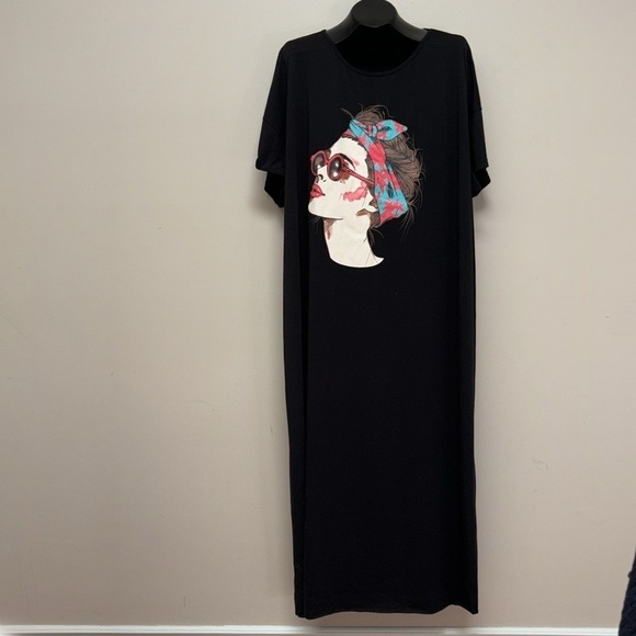 Vintage 80,s 2YK Figure Print style polo  short sleeve Maxi  Dress - Picture 12 of 15